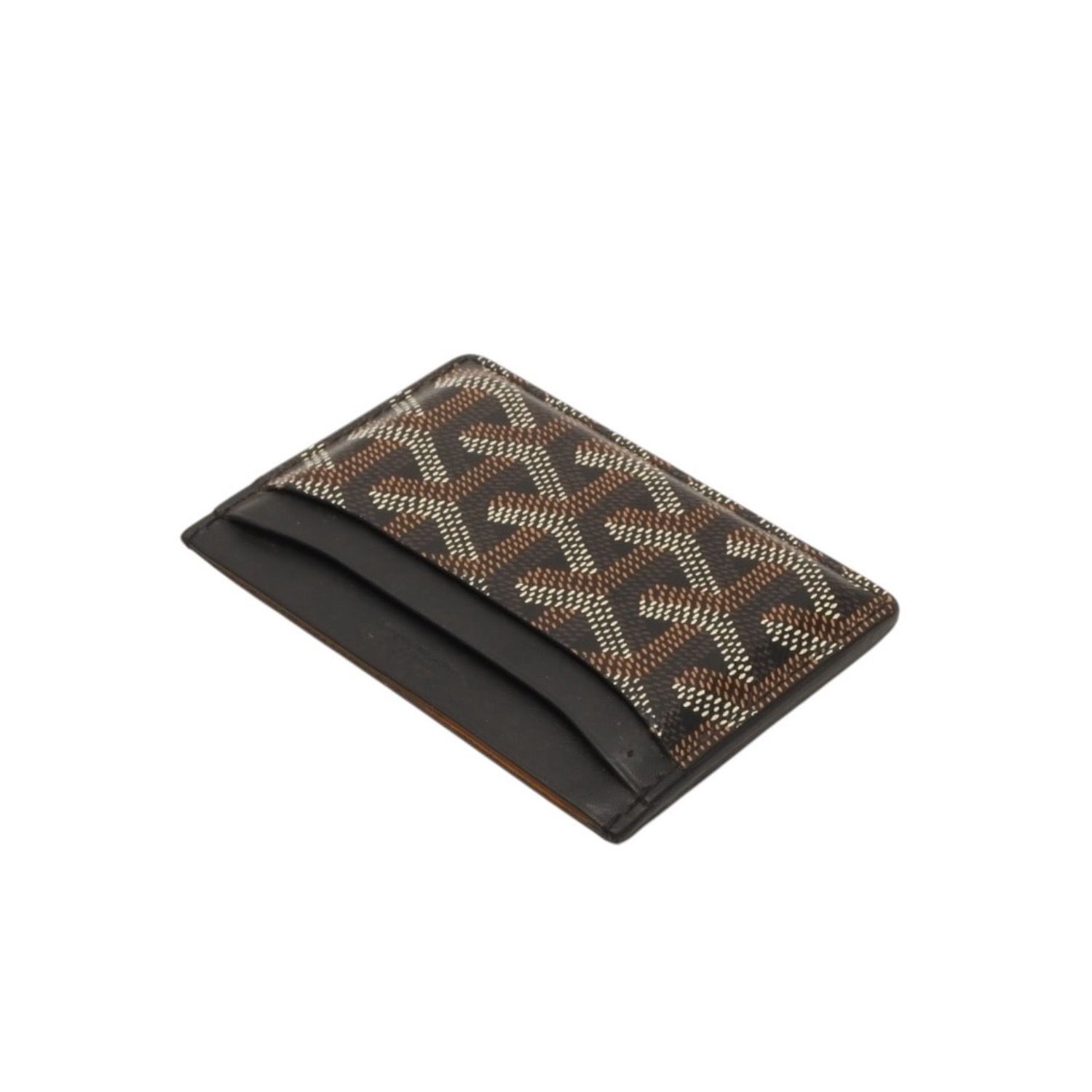 GOYARD ゴヤール サンシュルピス ヘリンボーン カードケース ブラック PVC レザー 美品 中古 4a001080 GOYARD ゴヤール サンシュルピス ヘリンボーン カードケース ブラック