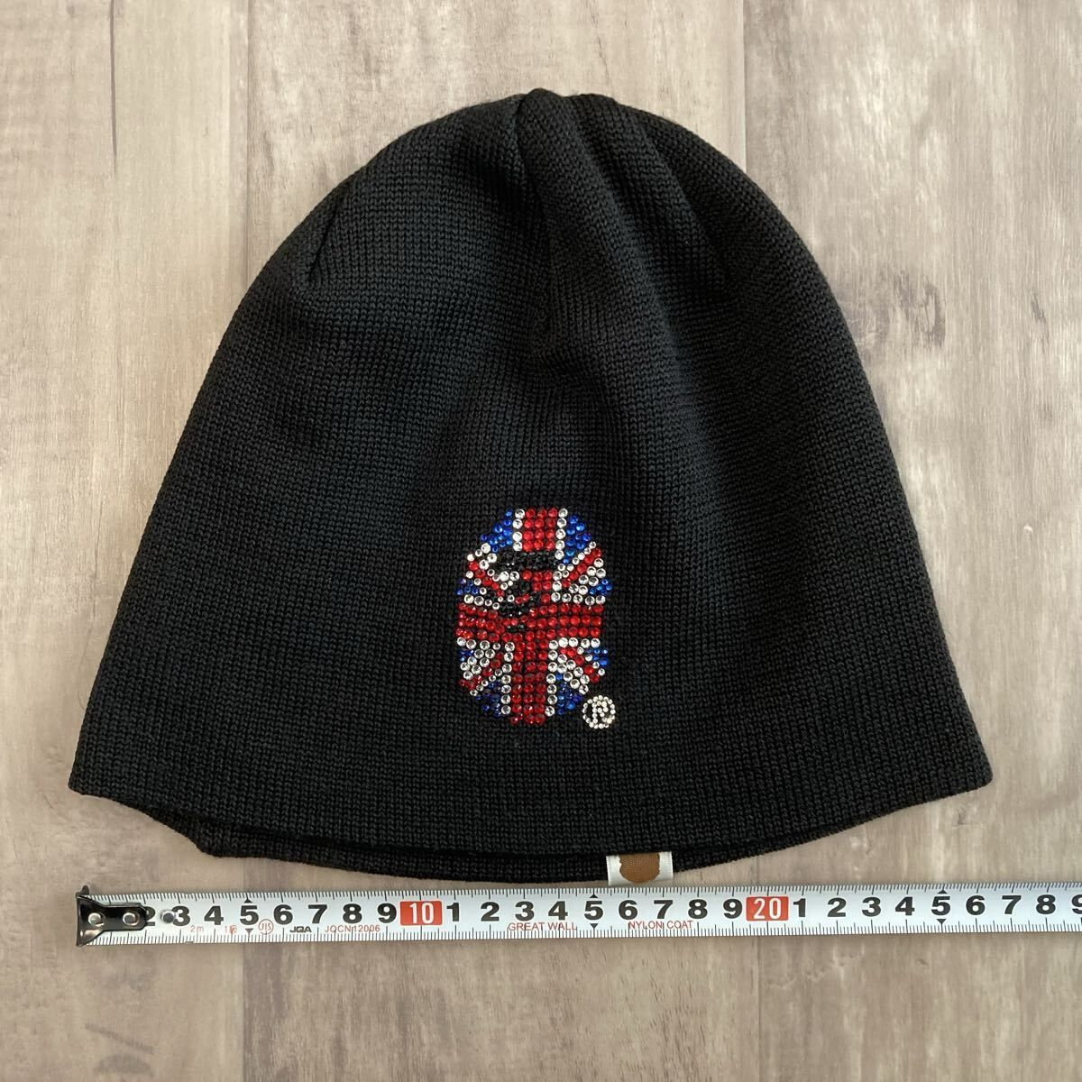 エイプ ニットキャップ　スワロフスキー　帽子　ビーニー　APE スワロフスキー APE HEAD ニット帽 a bathing ape BAPE Beanie knit