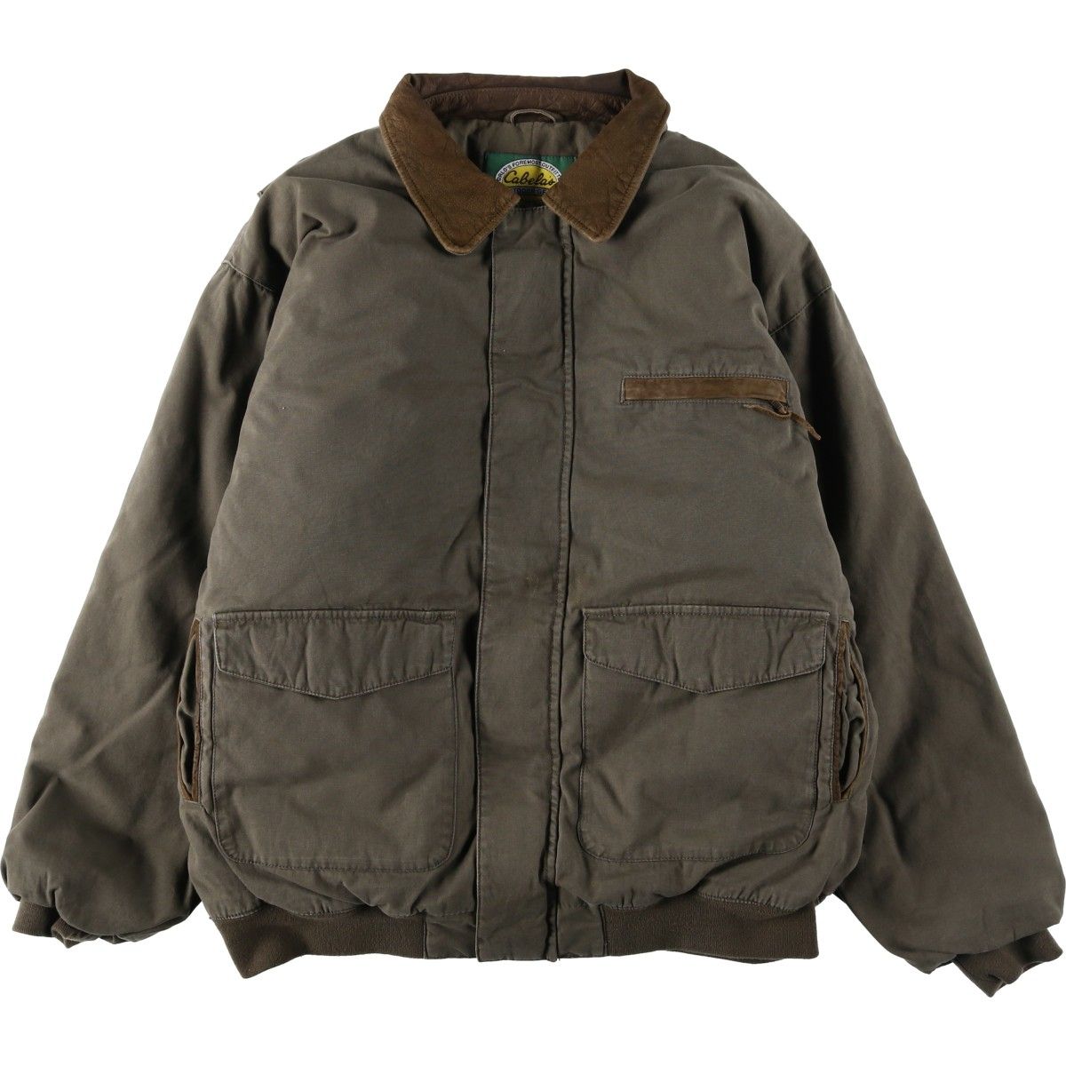 90s Cabela's カベラス 中綿 ワークジャケット レザー襟 古着 古着 90年代 カベラス Cabelas 中綿ジャケット パファージャケット