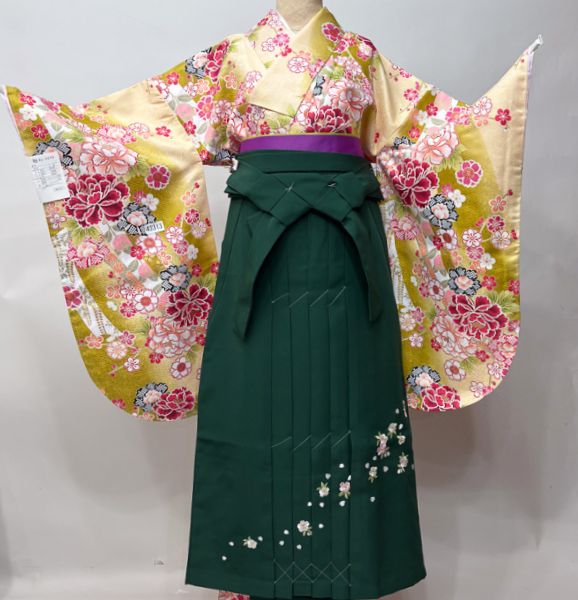 二尺袖 着物袴フルセット ジュニア用へ直し 135～150cm 芥子色 仕立て 