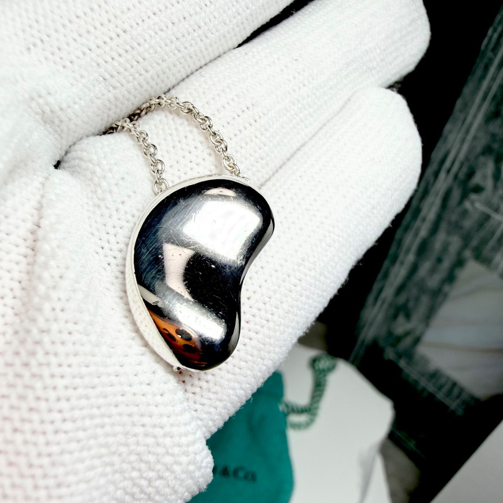 新品仕上済 Tiffany&Co. ティファニー ビーン ネックレス シルバー