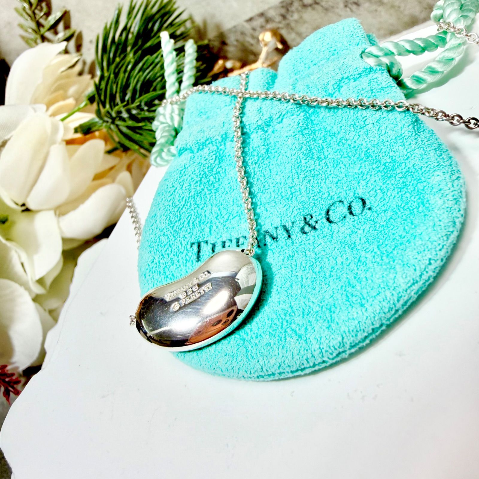 新品仕上済 Tiffany&Co. ティファニー ビーン ネックレス シルバー