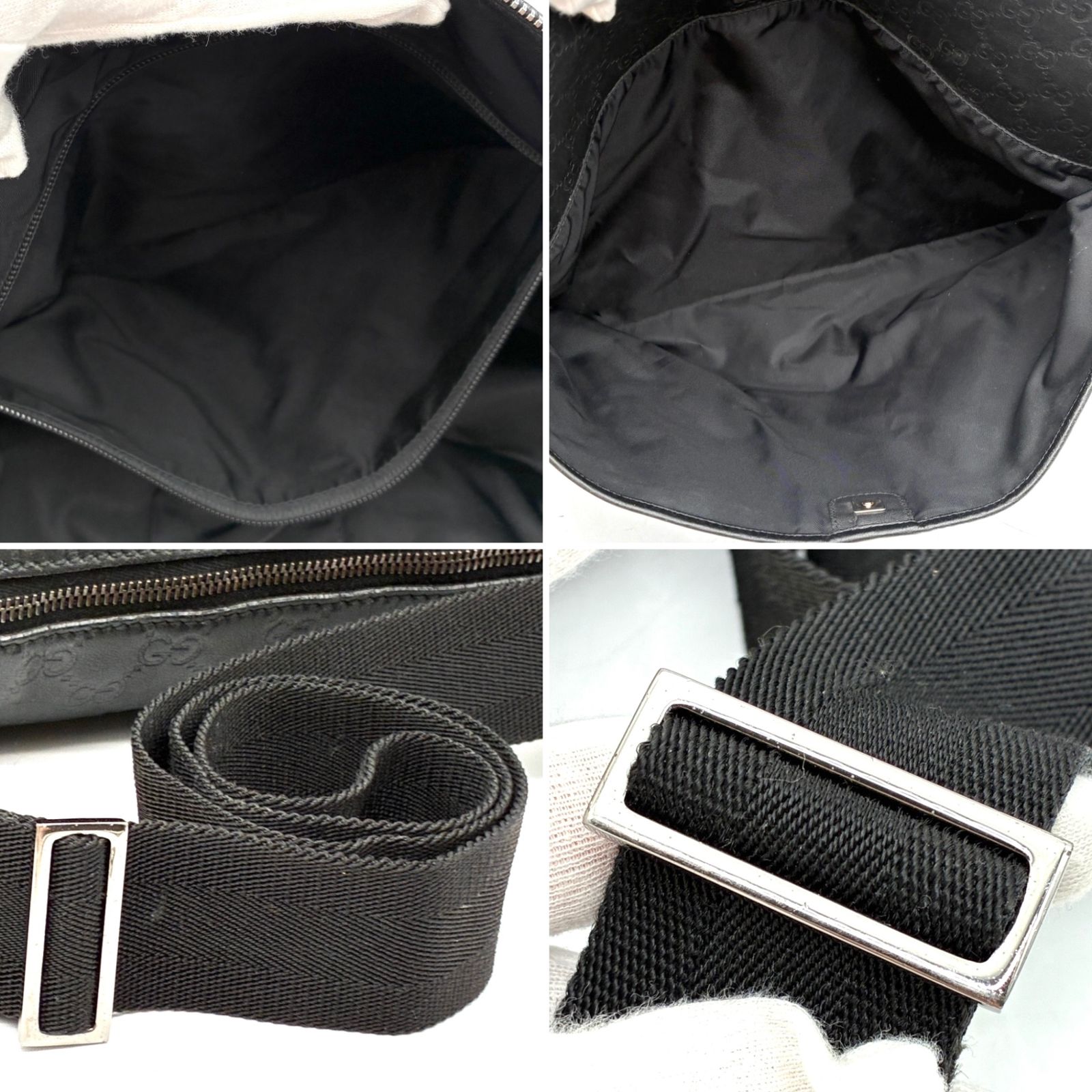 極美品 GUCCI グッチ GG シマレザー ショルダーバッグ メッセンジャー