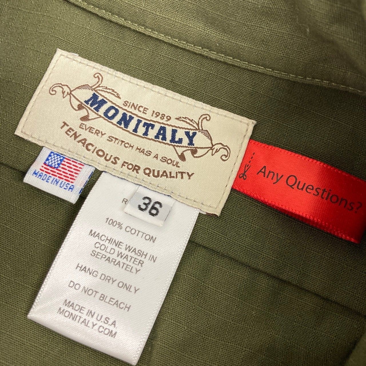 美品/MONITALY/チャイナボタン/スタンドカラージャケット/USA製/36