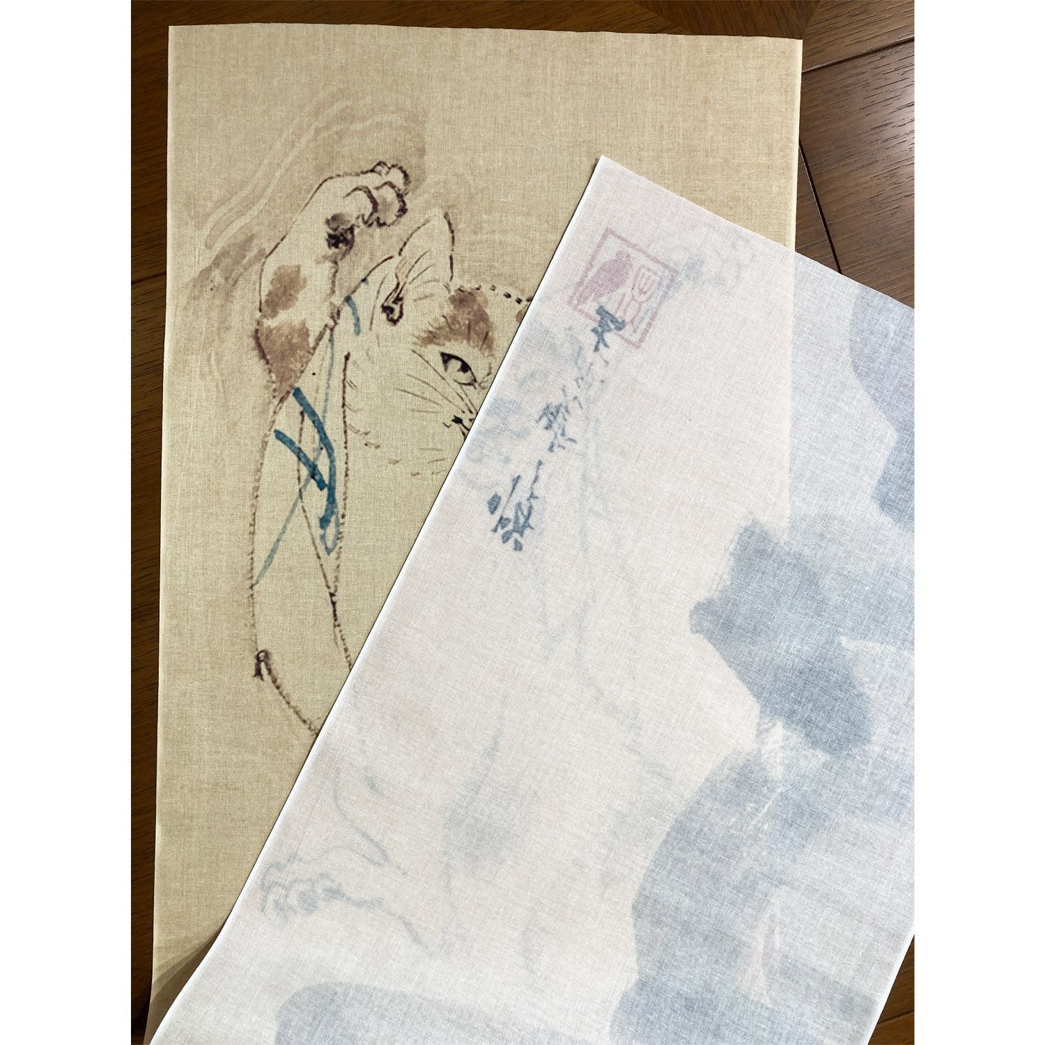 古今東西 浮世絵 手ぬぐい 灯籠の上で踊る 化け猫 河鍋暁斎 サイズは約