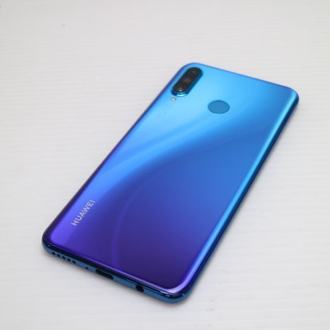 新品同様 SIMフリー HUAWEI P30 lite ピーコックブルー スマホ 本体 白