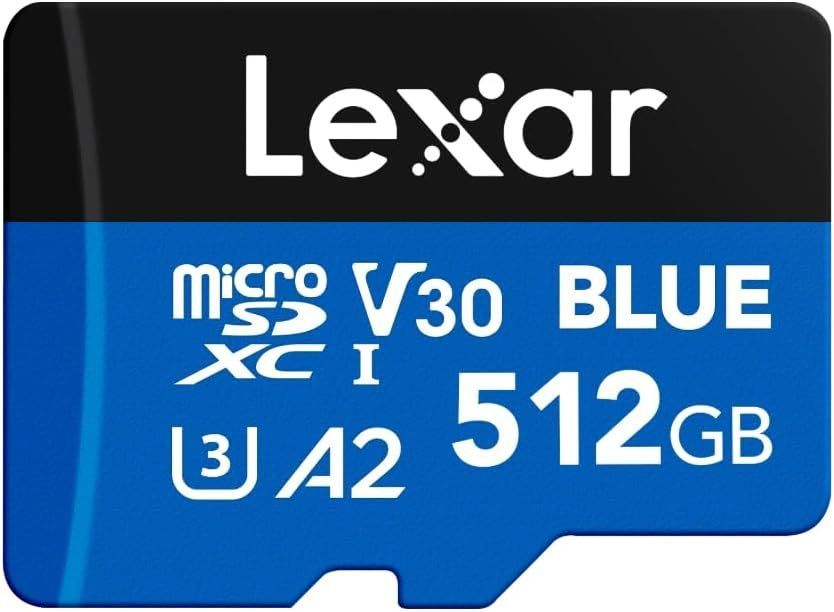 【公式販売】Lexar Blue microSDXC UHS-I 512GB 最大160MB/S Switch TFカード マイクロSDカード 高耐久 ドローン 防犯カメラ SDアダプター付き C10 U3 A2 V30 フルHD 4K UHD