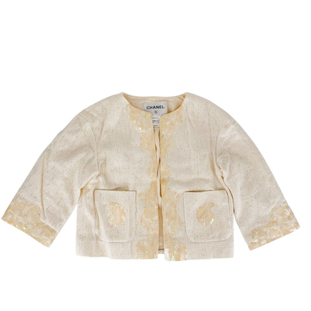 シャネル ノーカラージャケット レディース 貝殻 ジャケット アパレル