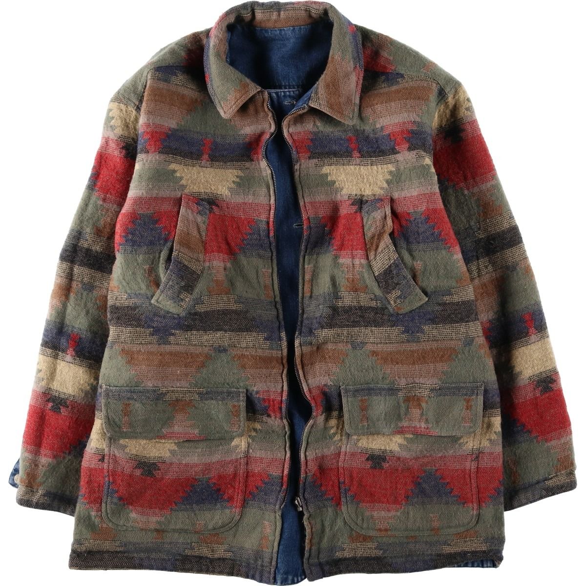 90s古着 Red Wood カバーオール M 濃紺 トリプルステッチ 古着 70年代 シアーズ Sears WORKN LEISURE バットダイ デニム