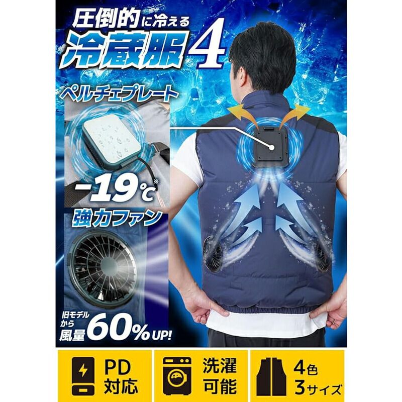 メーカー正規品 新品 THANKO サンコー ファン付き 冷蔵服4 ベスト PD