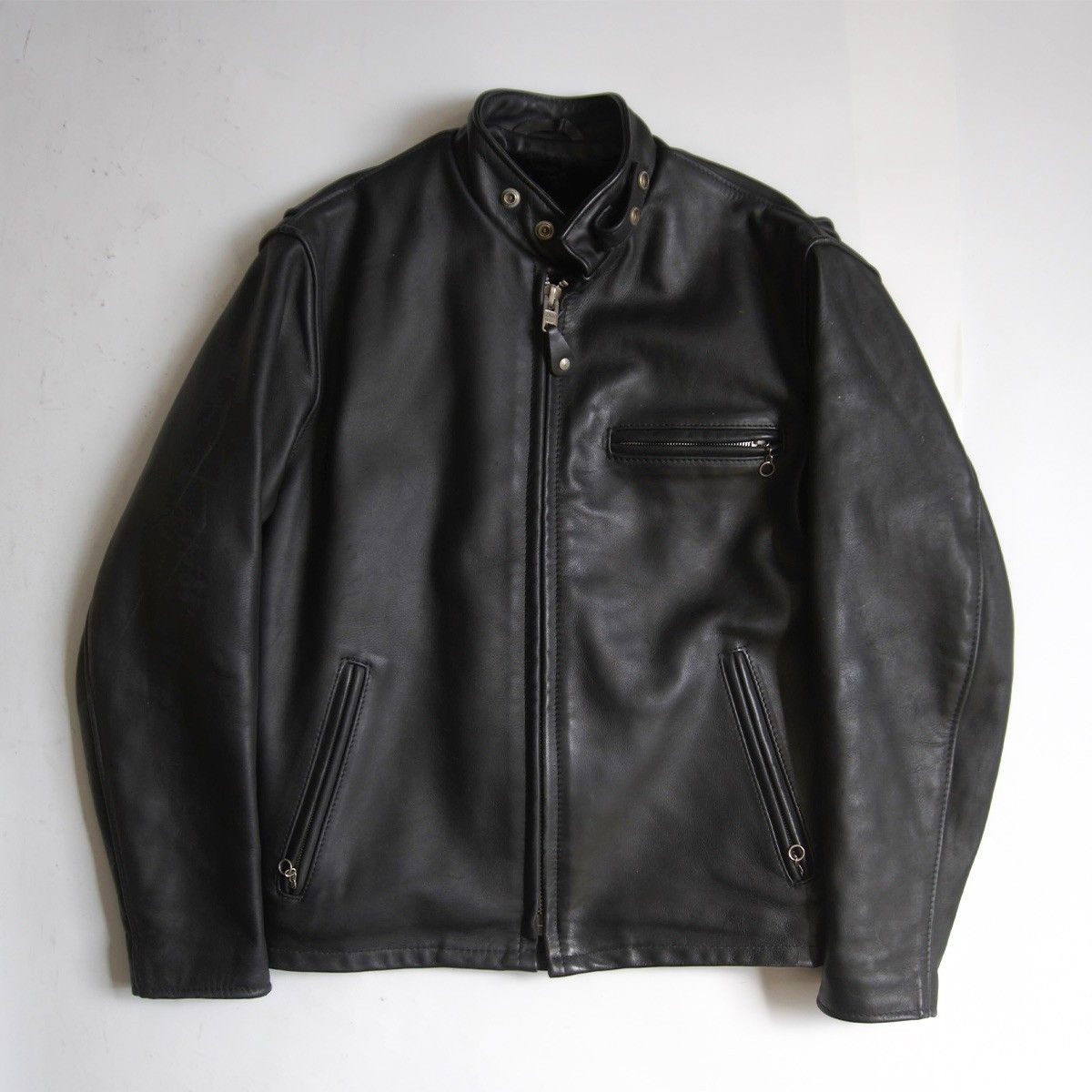 Schott 黒レザーシングルライダースジャケット　ボアライナー付き　38 Schott N.Y.C（ショット） SCHOTT / ショット | ボアライナー付 レザー