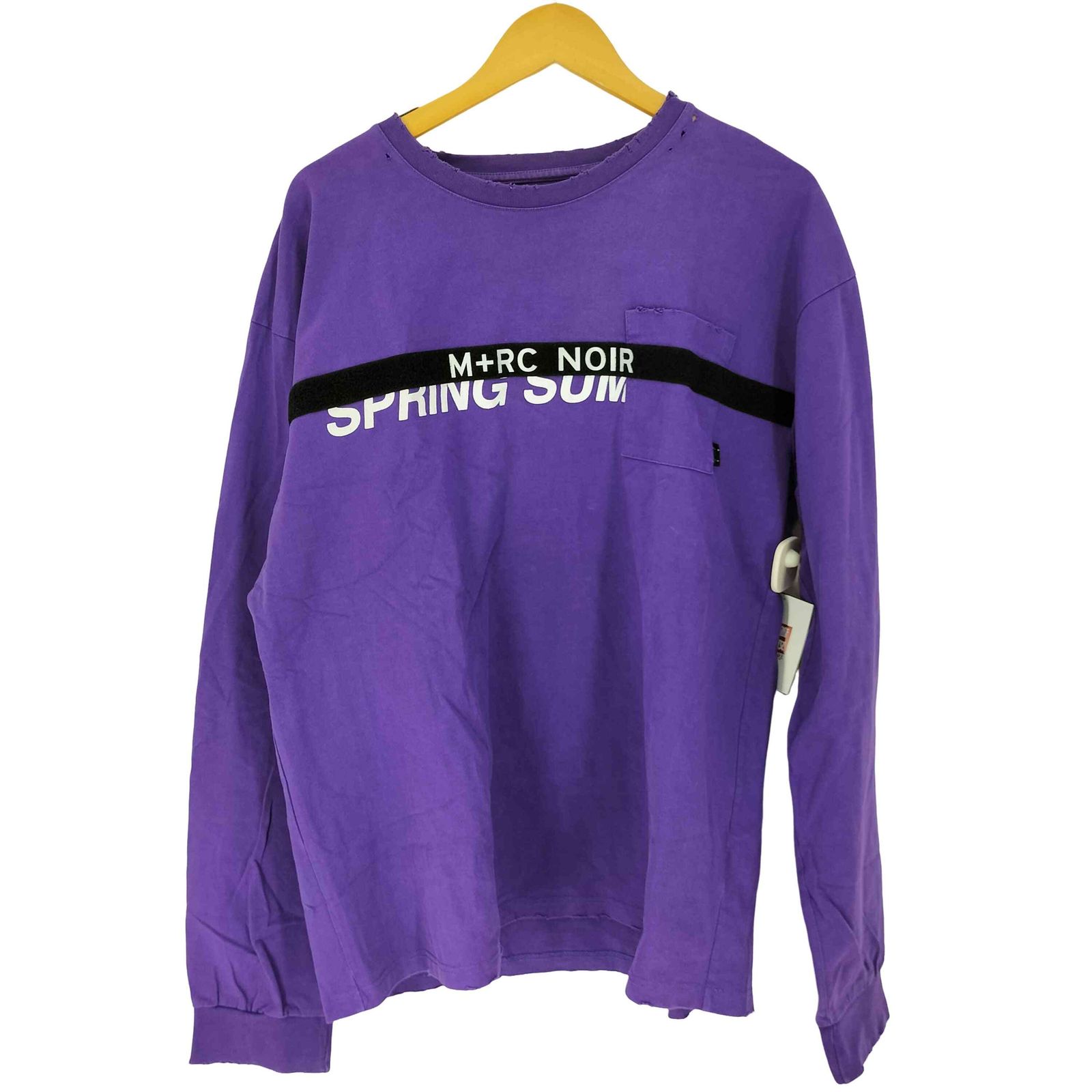 マルシェノア M+RC NOIR ダメージ ロゴプリント L/S クルーネックT 