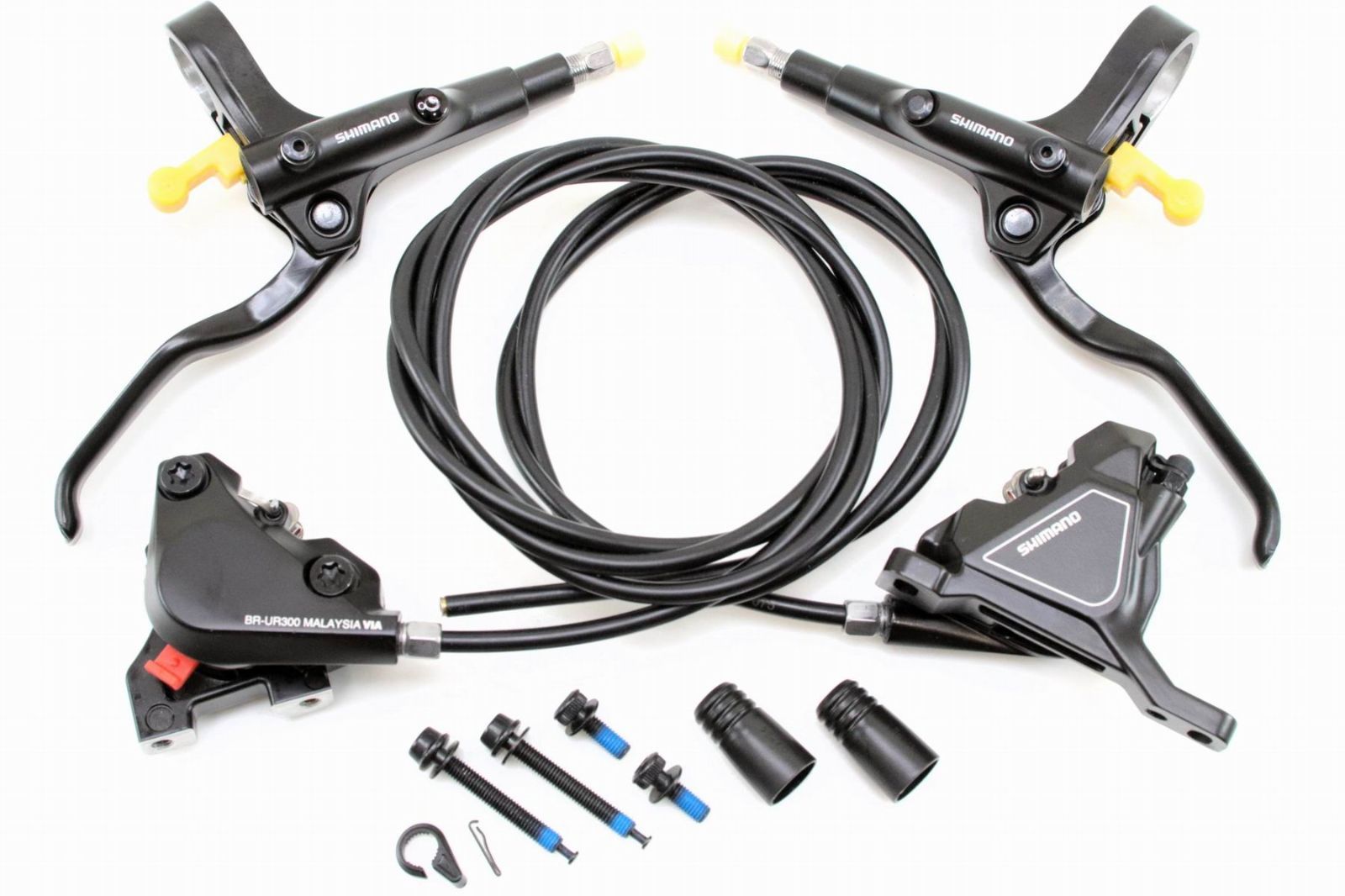 シマノ（SHIMANO）　クロスバイク用　フラットバー用　ワイヤ内装対応　フラットマウント　高性能 油圧ディスクブレーキ BR-UR300 BL-MT200 ローター無 前後セット ブラック