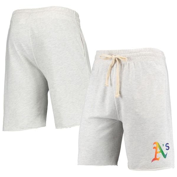 コンセプツ スポーツ メンズ ボトムス ハーフパンツ・ショーツ パイル ショートパンツ ロゴ Mens Conceptsport Oatmeal Oakland Athletics Mainstream Logo Terry TriBlend Shorts O