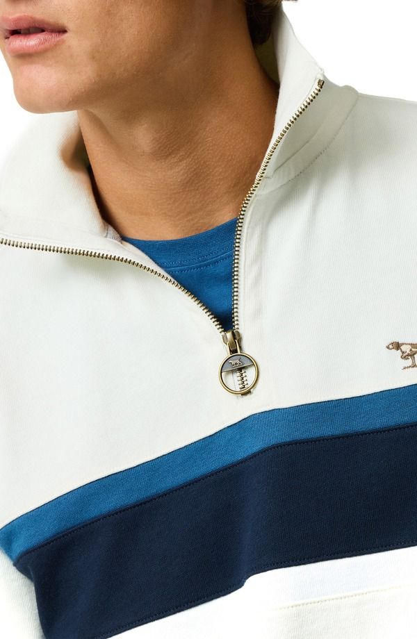 ロッドアンドグン メンズ アウター パーカー・スウェット ハーフジップ ポロシャツ Rodd Gunn Chesterfield Chestripe Quarter Zip Long Sleeve Polo Bone ストライプ