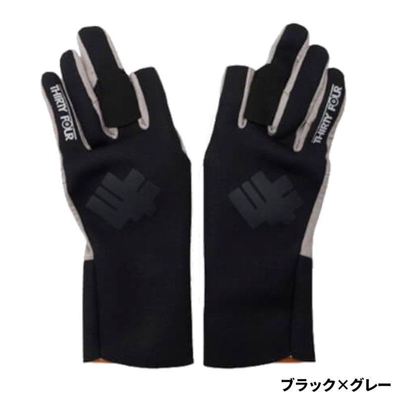 34/サーティ―フォー グローブ 超高感度フィッシンググローブV L ブラック×グレー【ゆうパケット】