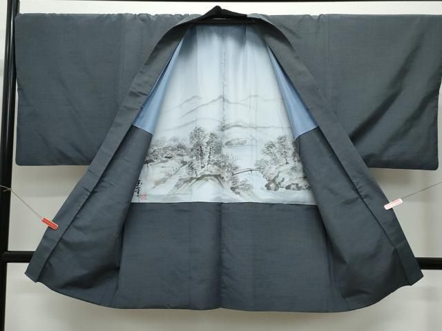 逸品 正絹 紬 霞文 平和屋着物○男性 アンサンブル 長羽織 平和