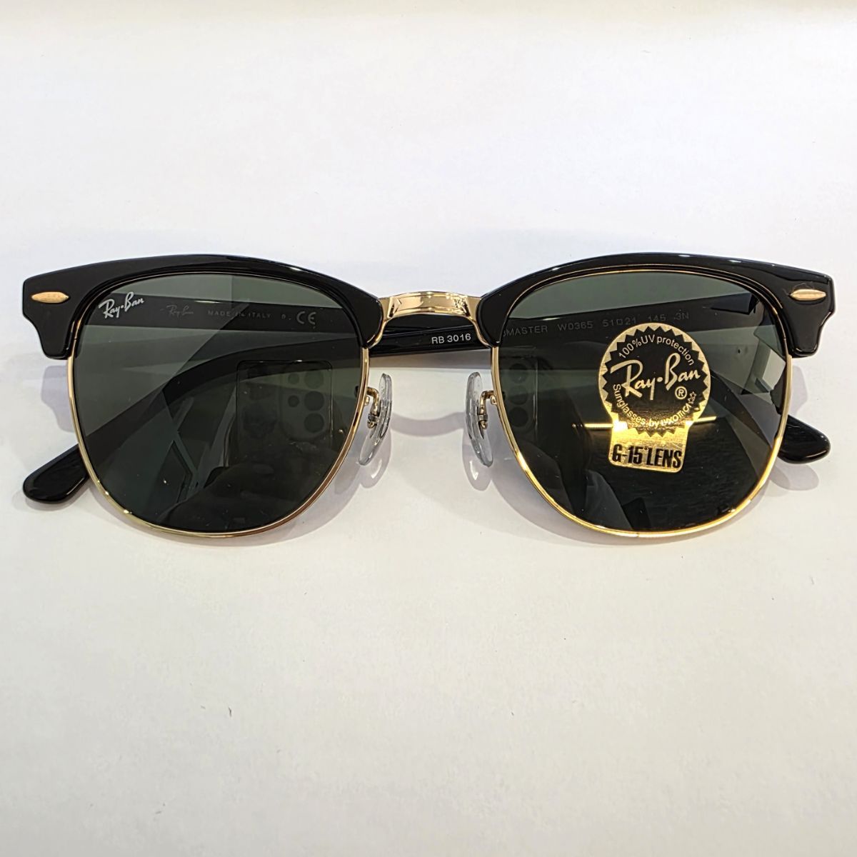 Ray-Ban レイバン CLUBMASTER クラブマスター ブラック ゴールド サングラス RB3016 プラスチック ブラック ゴールド  メンズ【中古】 Ray-Ban レイバン CLUBMASTER クラブマスター ブラック ゴールド