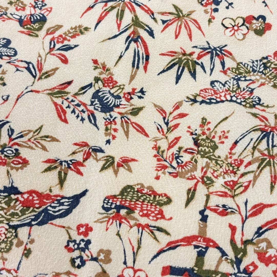 名古屋帯 型染 草花模様 鳥の子色 縮緬 O-6207 - メルカリ