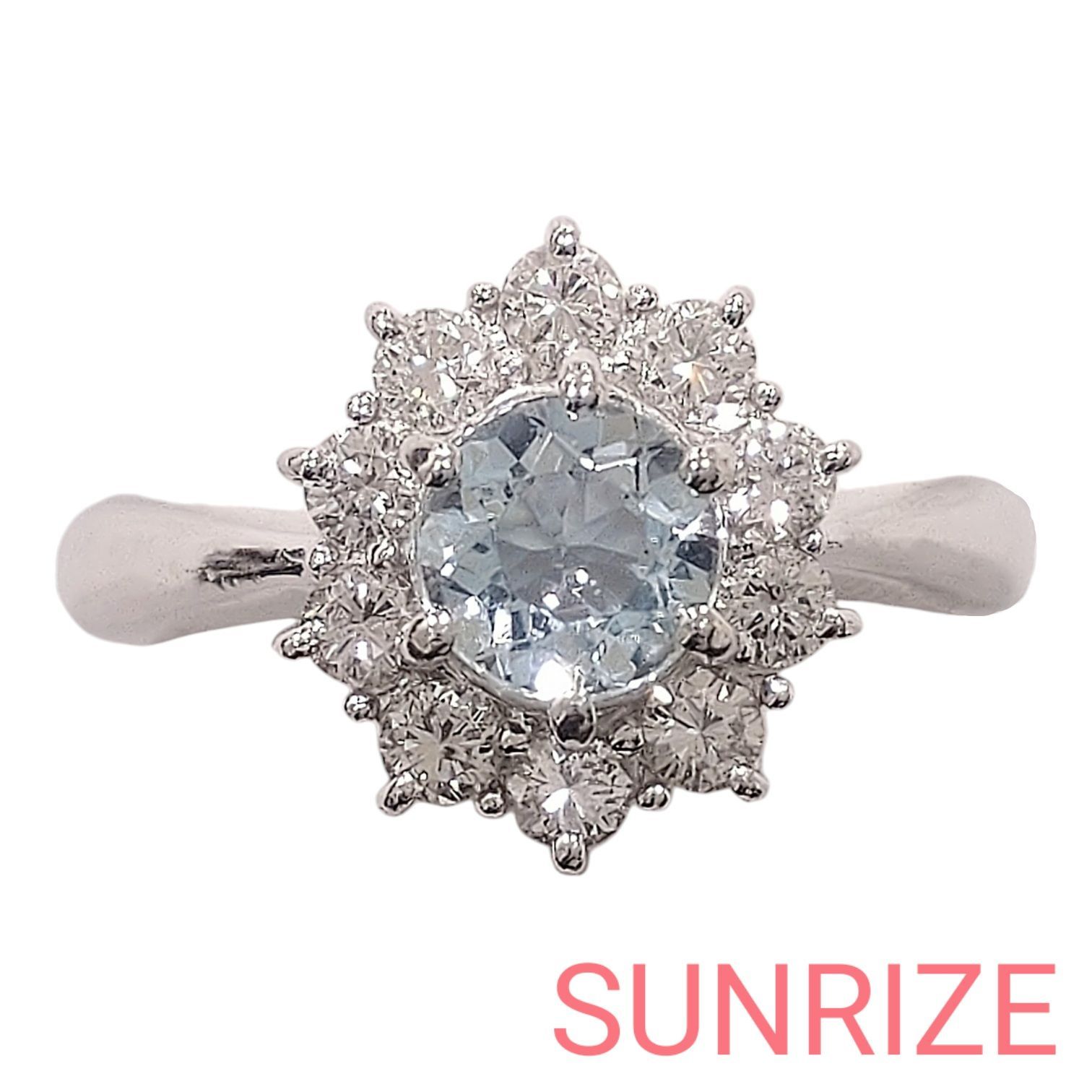 Pt900 鑑別書付き ブルートパーズ ダイヤモンド0.42ct リング【K1429 