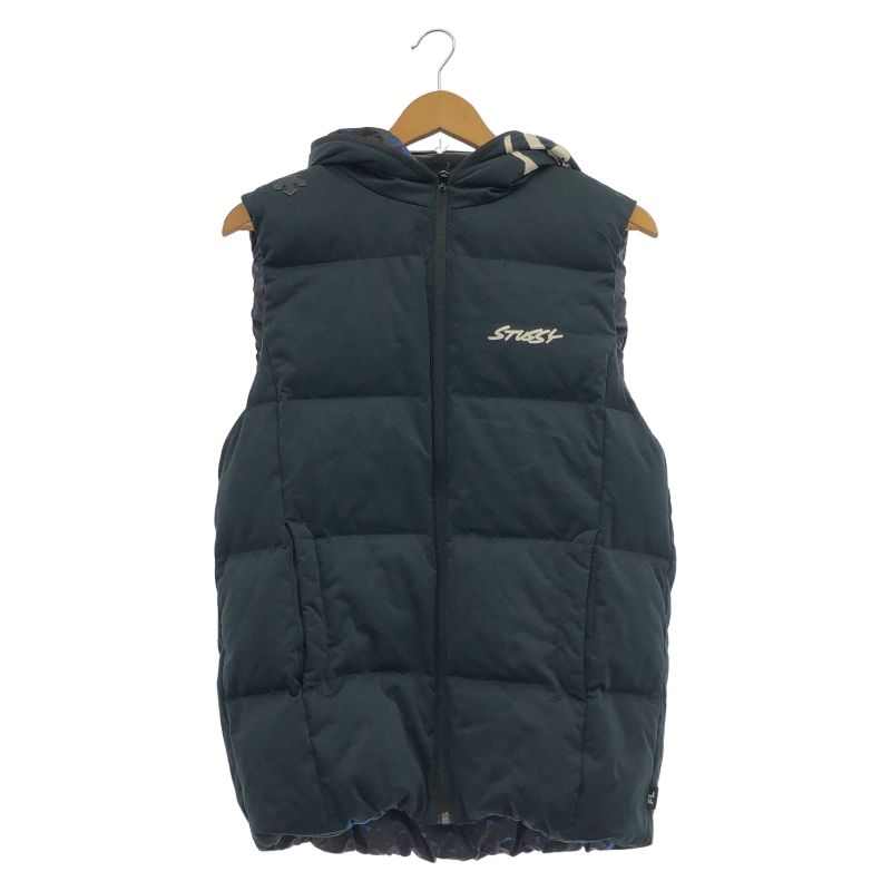STUSSY×FUTURA中綿リバーシブルベストカーキブラックステューシー STUSSY×FUTURA中綿リバーシブルベストカーキブラックステューシー