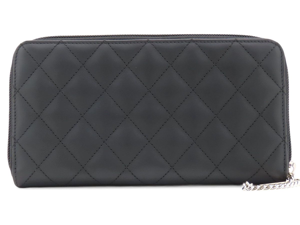 超美品 シャネル CHANEL カンボンライン ココマーク ラウンドファスナー長財布 ブラック ブラック エナメル ピンク カーフスキン A50078 超美品】シャネル CHANEL カンボンライン ココマーク ラウンド