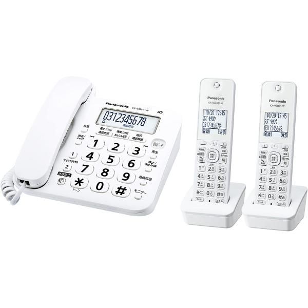 【中古】パナソニック コードレス電話機(子機2台付き) ホワイト VE-GD27DW-W