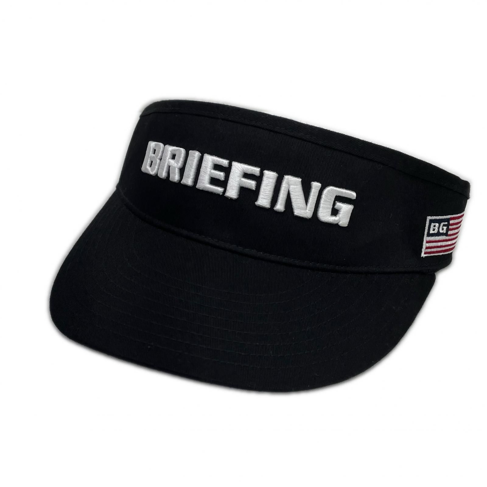 中古 ブリーフィング BRIEFING サンバイザー フリー ブラック 立体刺しゅうロゴ シンプル