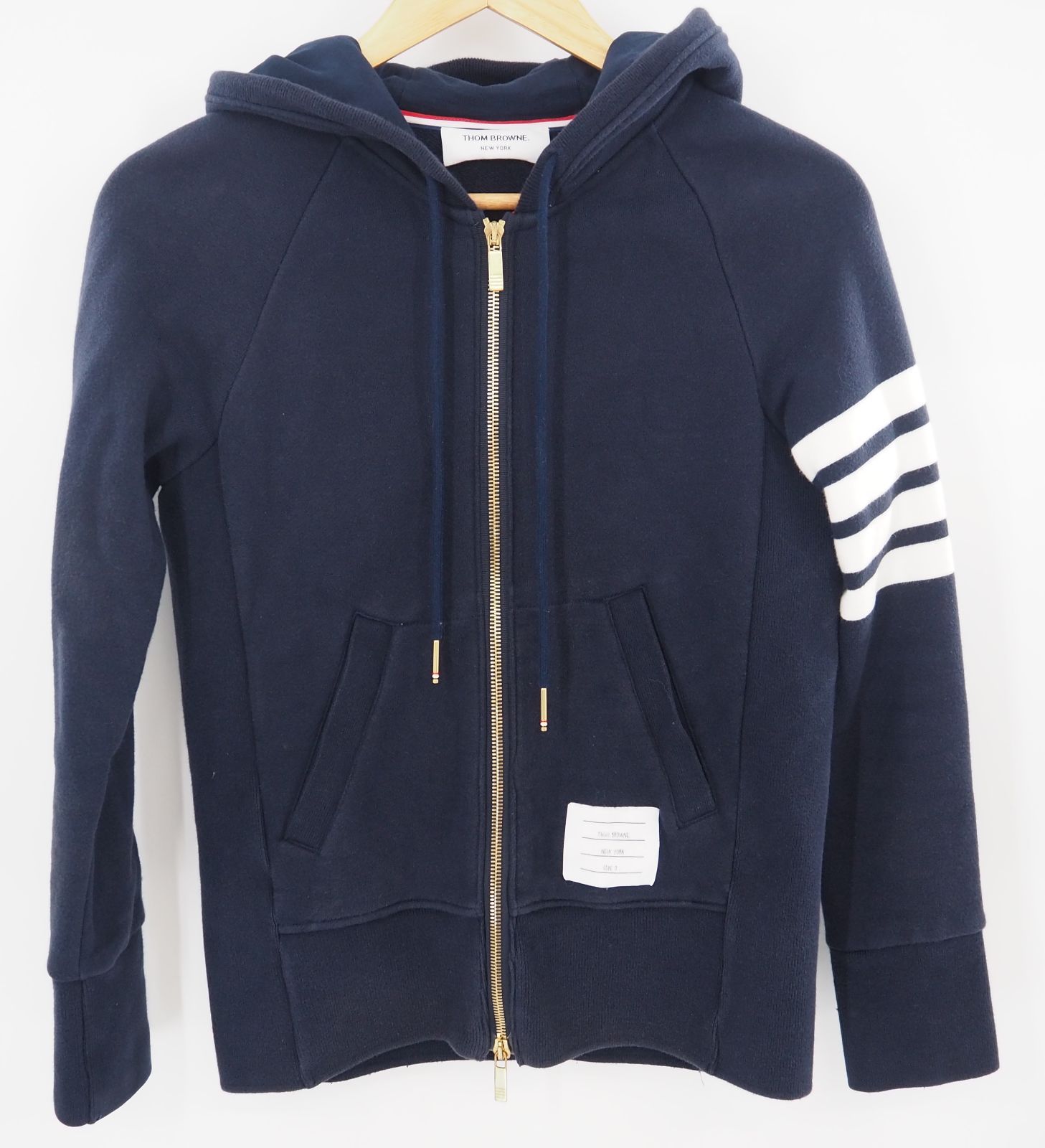 【美品】THOM BROWNE　トムブラウン　ジップアップパーカー　ネイビー 2 THOM BROWNE/トムブラウン 4bar ジップアップパーカー ネイビー サイズ