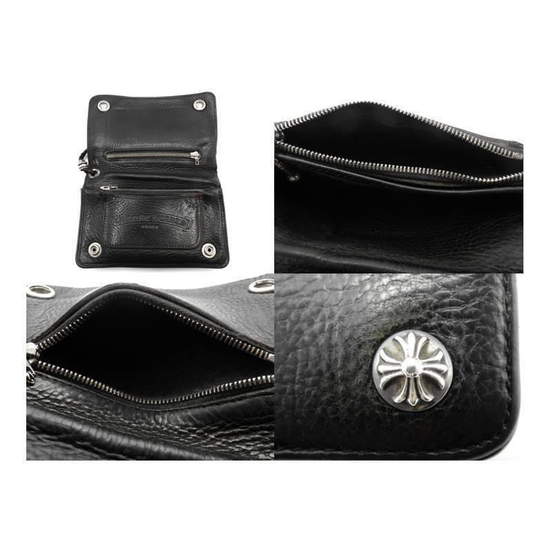 CHROME HEARTS クロムハーツ 2ZIP ２つ折り財布 ストラップ CHROMEHEARTS クロムハーツ 2ZIP ウォレット ストラップ付 黒
