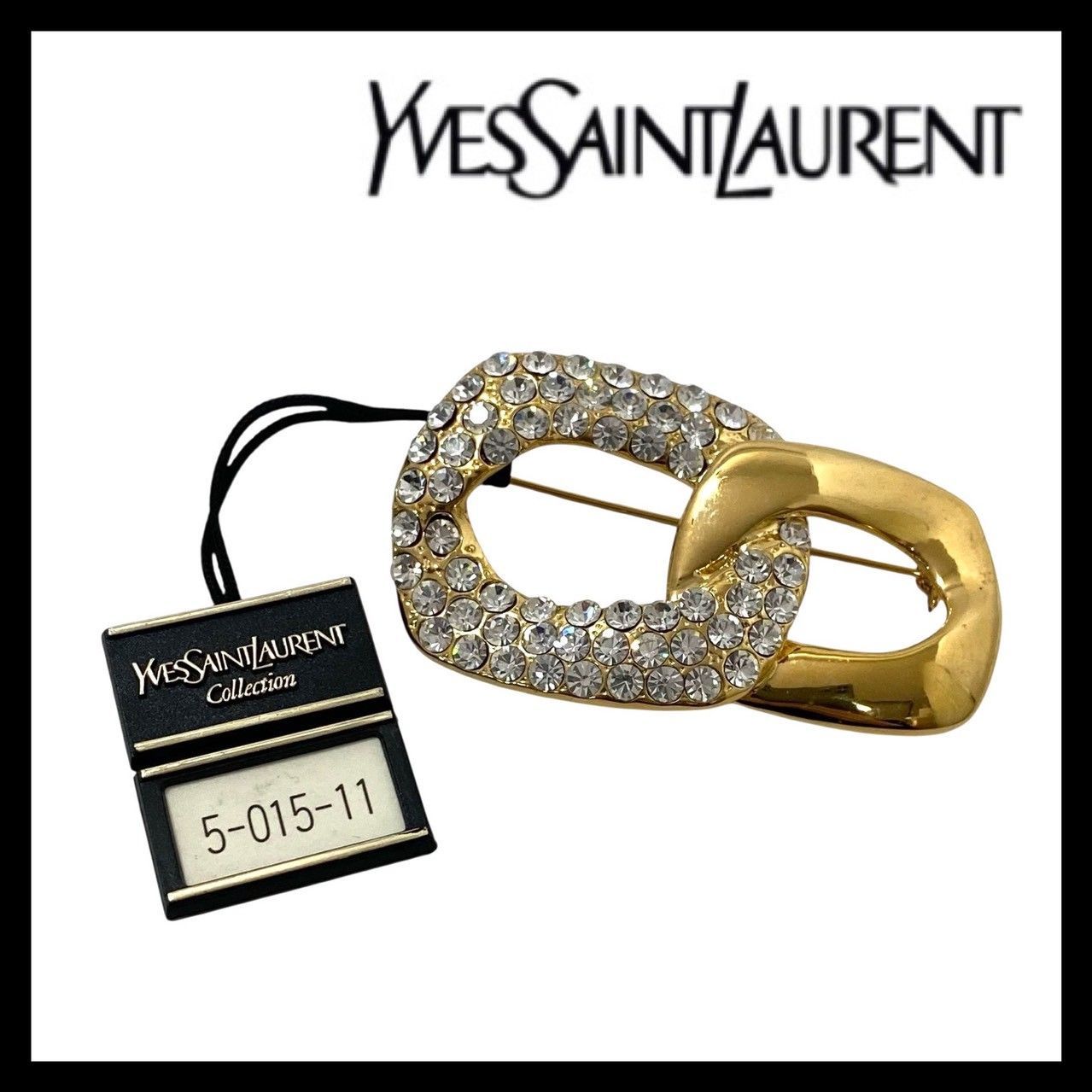 YVES SAINT LAURENT】ブローチ ゴールド/金カラー ラインストーン