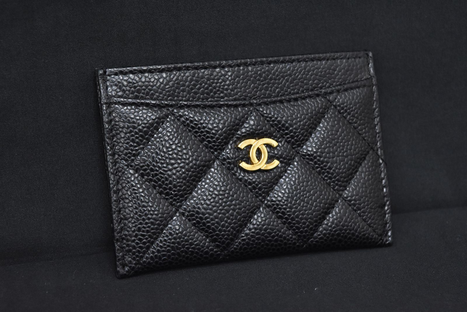 【美品】CHANEL /シャネル カードケース マトラッセ AP0213 ブラック キャビアスキン 管理番号:8Z126