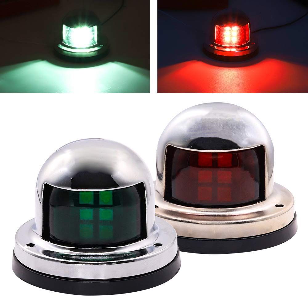 【特価セール】ナビゲーションライト 航海灯LED 12V 2NM レッド＆グリーン ボートライト 小型軽量 防水耐蝕 信号電球 LEDデッキマウント 船首船尾対応 2個セット