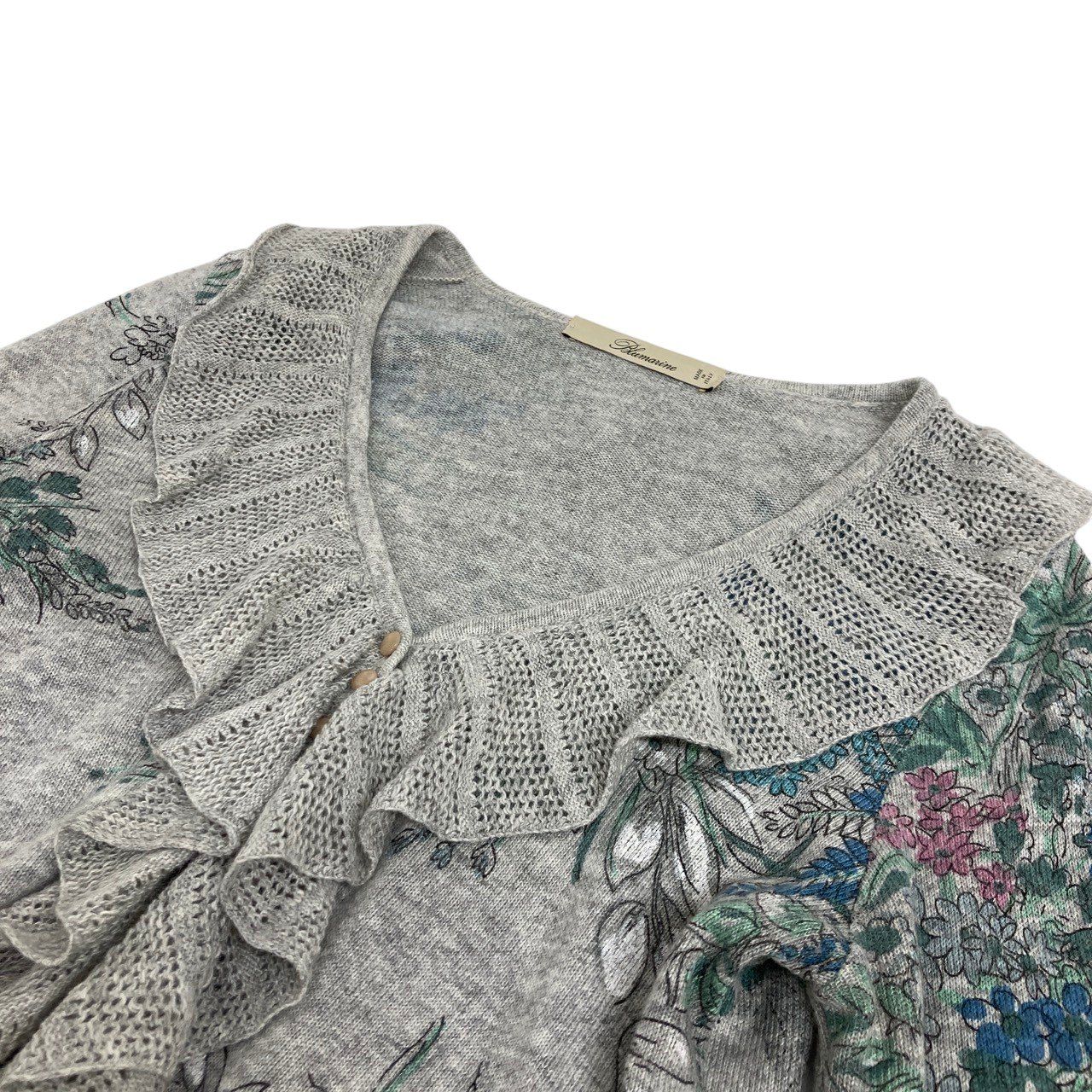 BLUMARINE(ブルマリン) カーディガン サイズI 42 レディース - ベージュ×グリーン×マルチ 長袖/ビーズ/花柄 BLUMARINE(ブルマリン) カーディガン サイズI 42 レディース