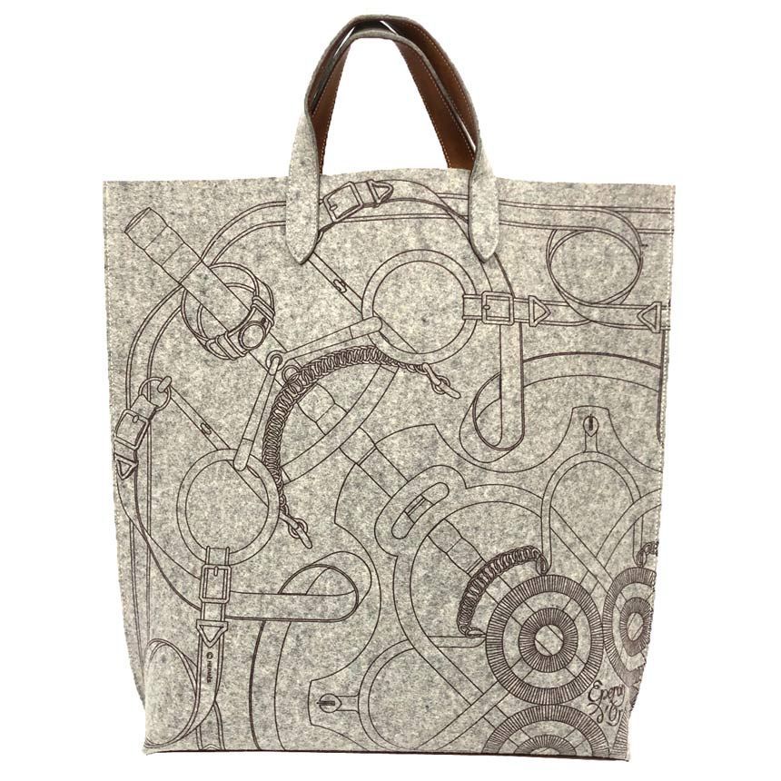 HERMES エルメス カリミGM トートバッグ □L刻印（2008年製）グレー 