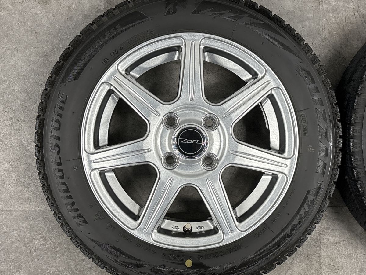 バリ溝 美品】Zart 14in 4.5J +45 PCD100 ブリザックVRX2 155/65R14 N