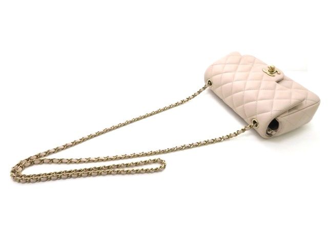CHANEL シャネル ミニマトラッセ18 AS5219 ショルダーバッグ
 ラムスキン ピンクベージュ レディース【中古】【473】 シャネル(CHANEL)シャネル マトラッセ ミニ ショルダーバッグ バッグ