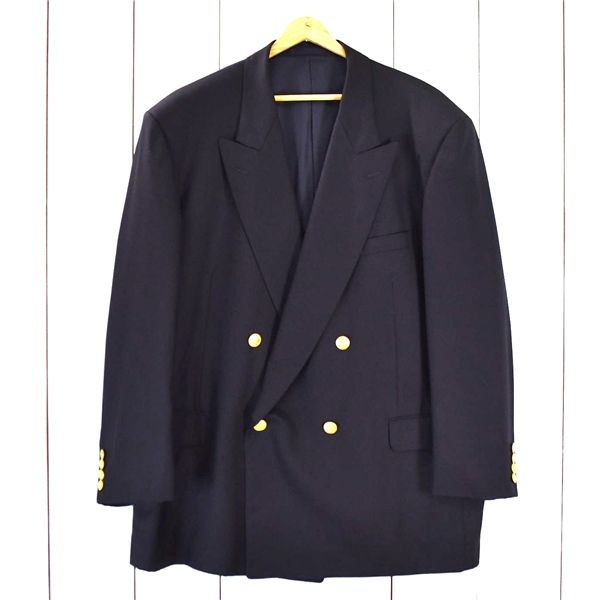 アクアスキュータム Aquascutum 金ボタン 4つボタン ダブル 紺ブレザー