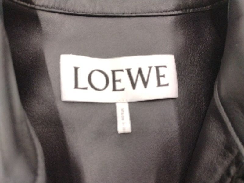 ジャム ロエベ オールレザー ロゴ刻印 レザージャケット 黒 激レア 48 LOEWE ロエベ レザージャケット ラムレザー ブラック 48 メンズ