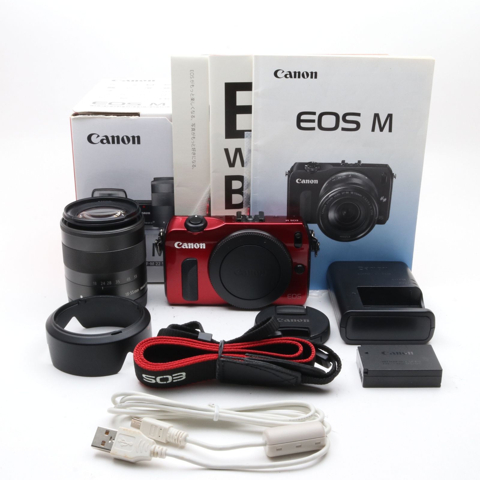 Canon EOS M レンズキット EF-M18-55mm F3.5-5.6 IS STM付属 レッド 