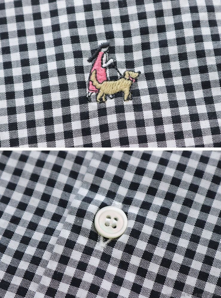 グリン grin ブロードお散歩刺繍シャツ 8262T-027 コットン ドット 