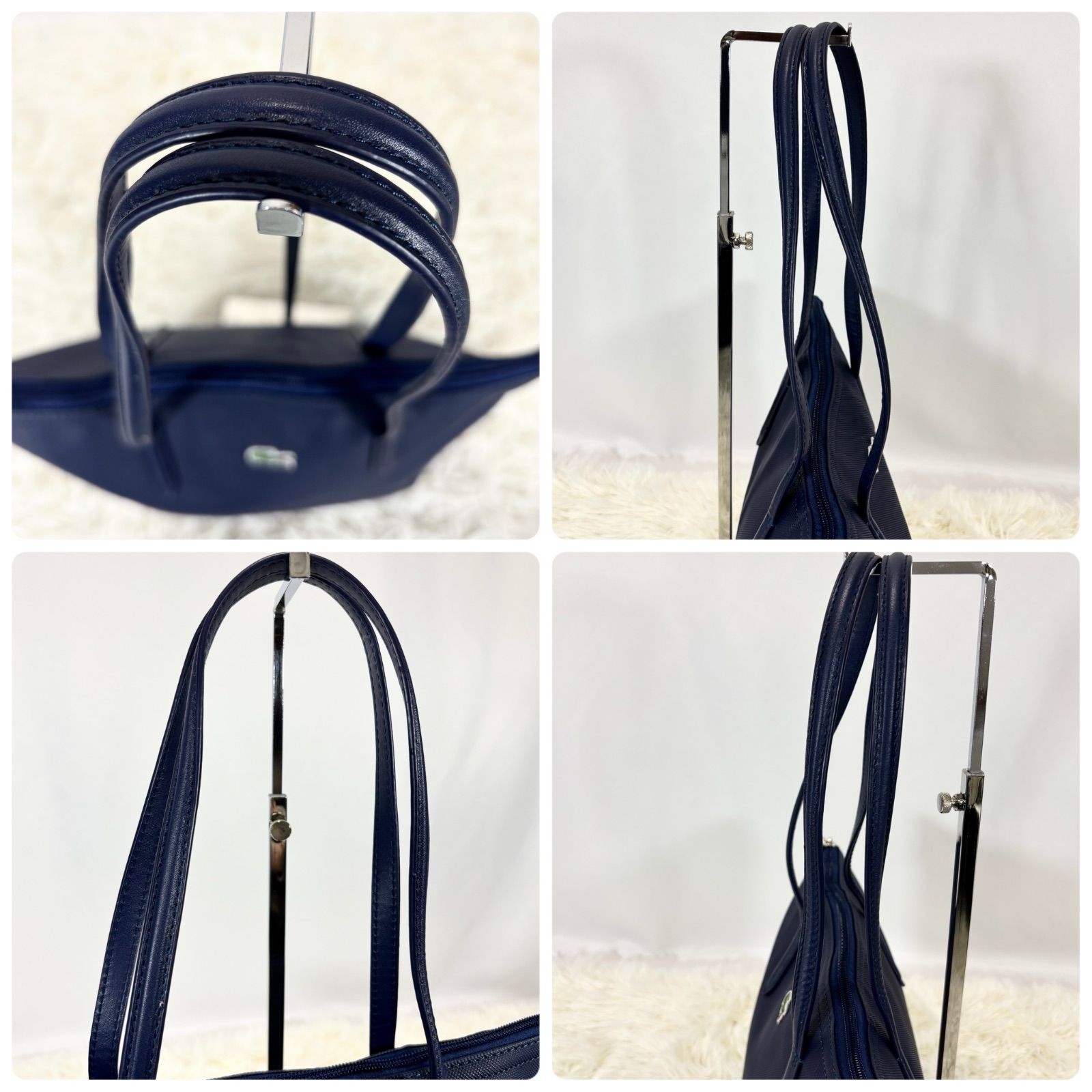 【新品・未使用】 ラコステ　レザートートバッグ 未使用級】ラコステ LACOSTE トートバッグ A4サイズ対応 大容量 手持ち