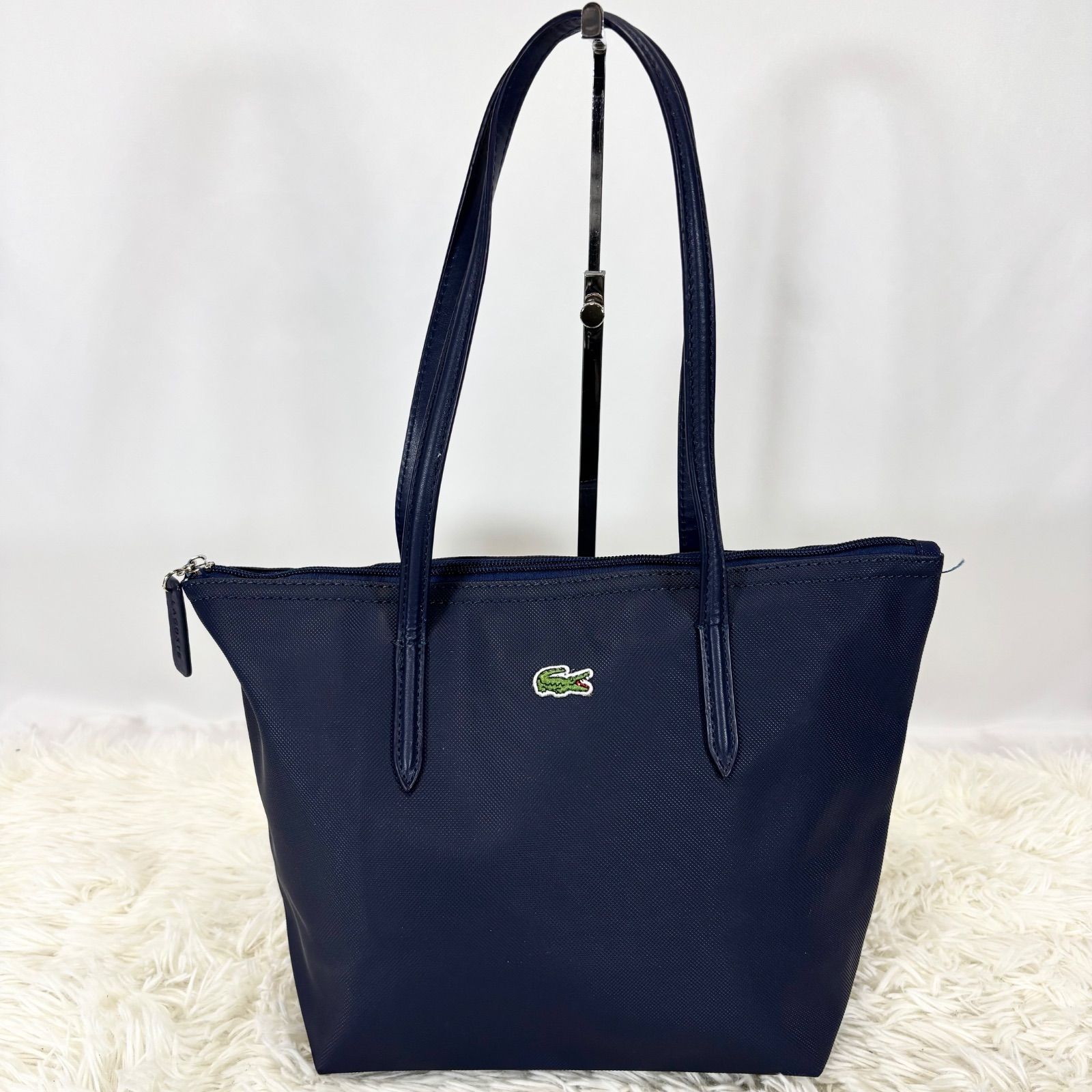 【新品・未使用】 ラコステ　レザートートバッグ 未使用級】ラコステ LACOSTE トートバッグ A4サイズ対応 大容量 手持ち