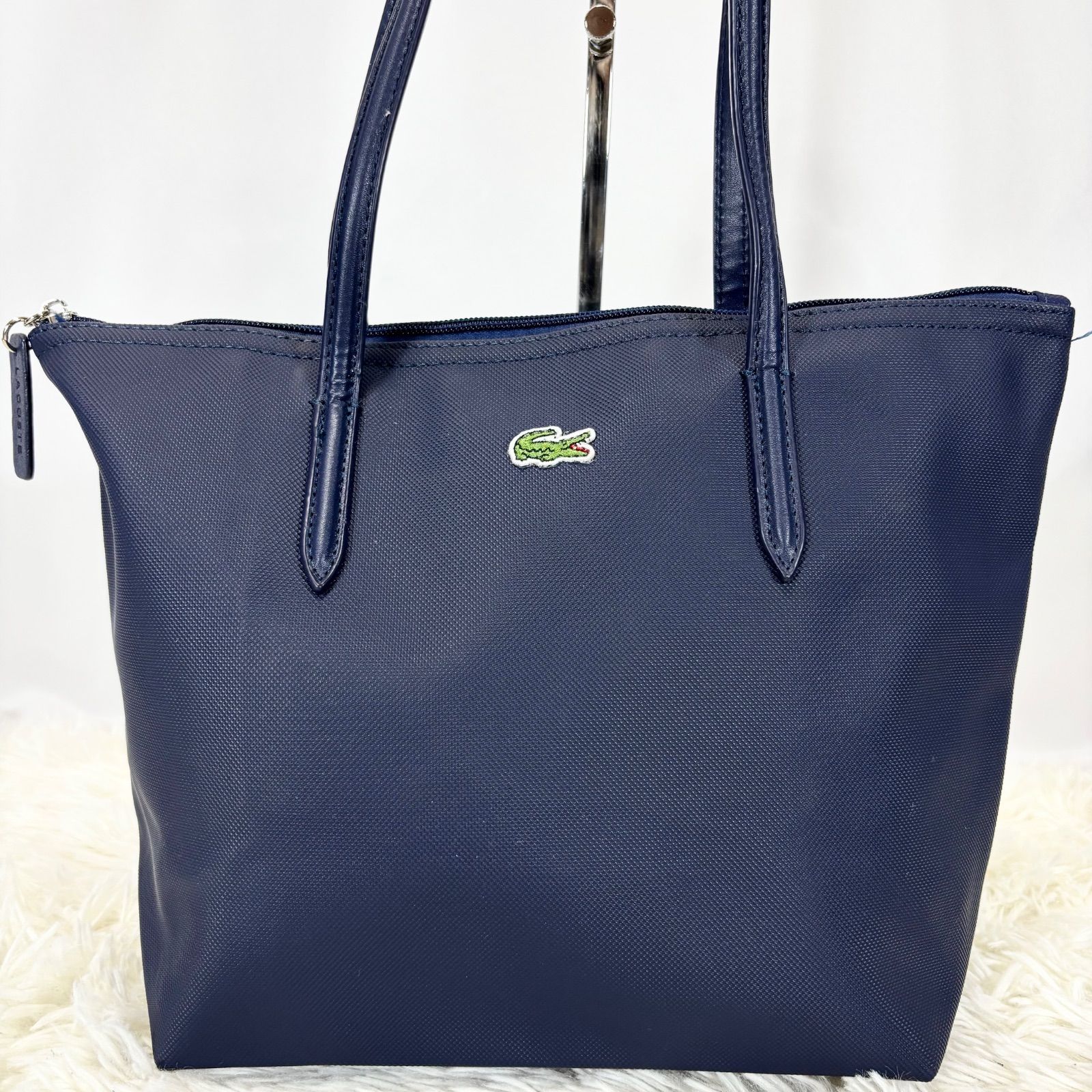 【新品・未使用】 ラコステ　レザートートバッグ 未使用級】ラコステ LACOSTE トートバッグ A4サイズ対応 大容量 手持ち