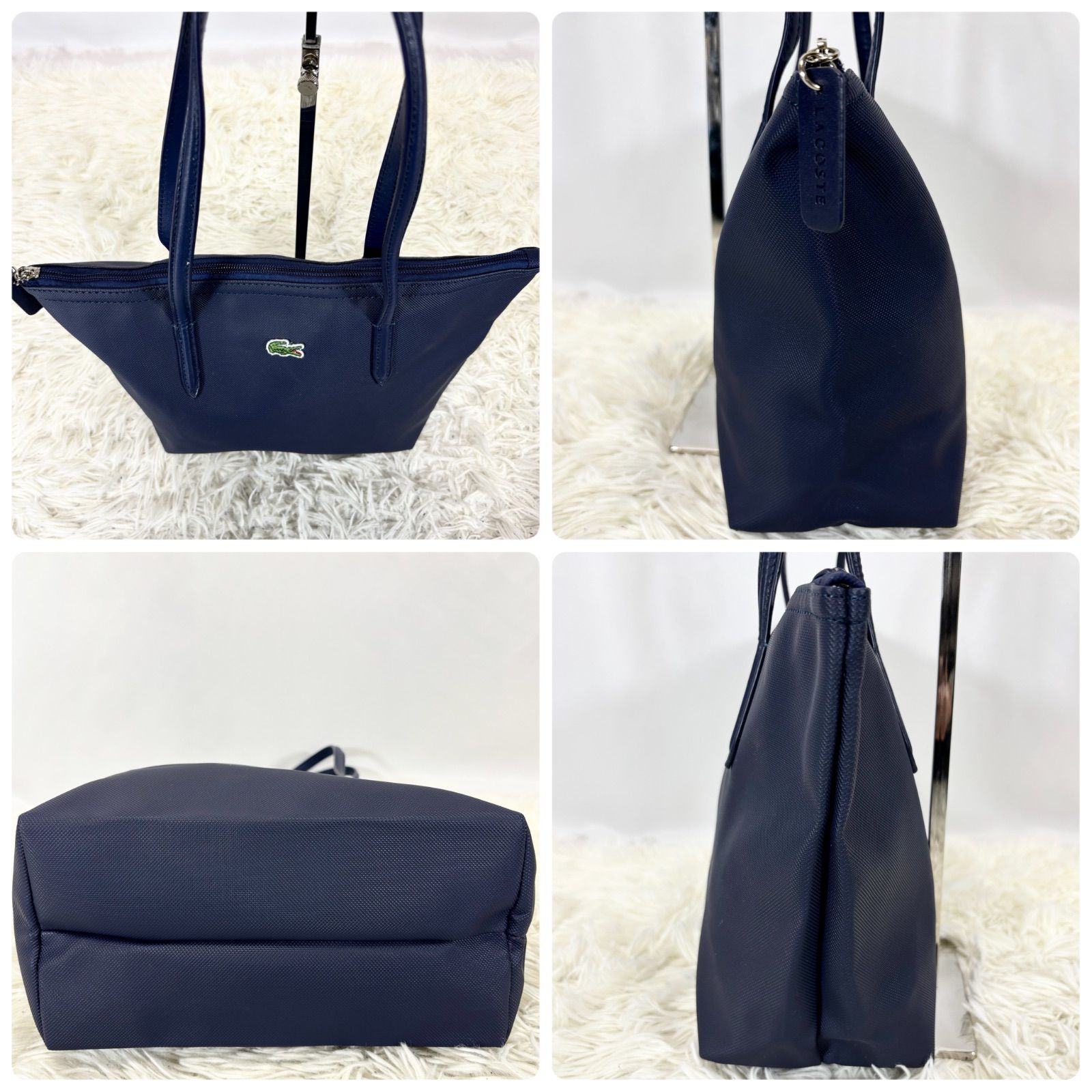 【新品・未使用】 ラコステ　レザートートバッグ 未使用級】ラコステ LACOSTE トートバッグ A4サイズ対応 大容量 手持ち
