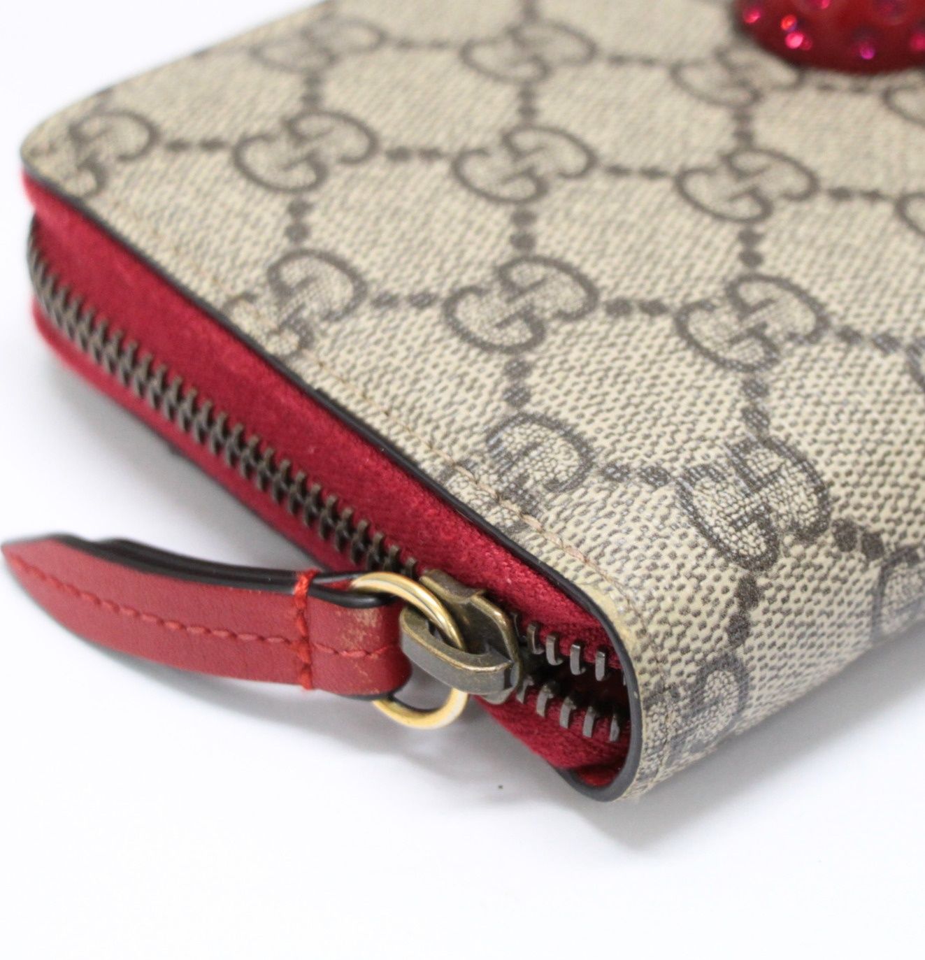 グッチ GUCCI チェリー ラウンドファスナー 長財布 GGスプリームキャンバス PVCレザー ベージュ 476049 【74441】 GUCCI - グッチ GUCCI チェリー ラウンドファスナー 長財布 GG