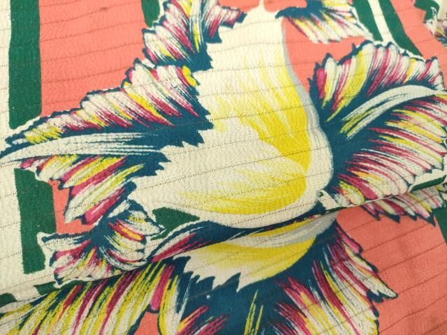 平和屋着物＊夏物　アンティーク　大正ロマン　九寸名古屋帯　絽縮緬　刺繍　大輪の花　正絹　逸品　DABD1795ps 平和屋着物＊夏物 アンティーク 大正ロマン 九寸名古屋帯 絽縮緬 刺繍