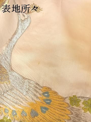 平和屋着物●訪問着　総刺繍　孔雀文　暈し染め　金銀糸　正絹　逸品　AABH4565ck 平和屋着物○訪問着 総刺繍 孔雀文 暈し染め 金銀糸 正絹 逸品