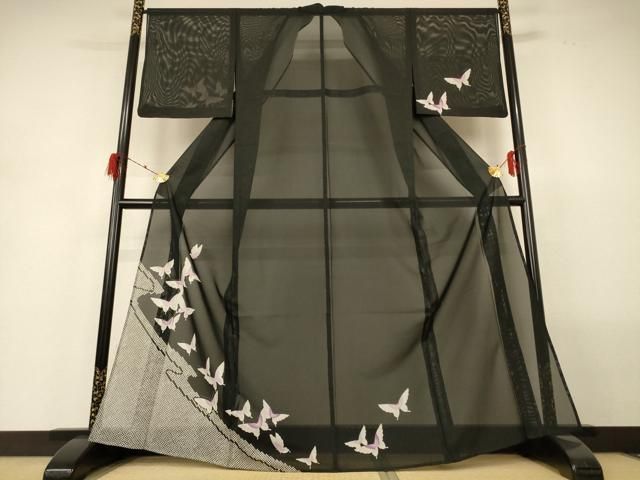 平和屋着物＊夏物　訪問着　絽　舞蝶文　洗える着物　AABH3197jd 平和屋着物＊夏物 訪問着 絽 舞蝶文 洗える着物 AABH3197jdの通販 by