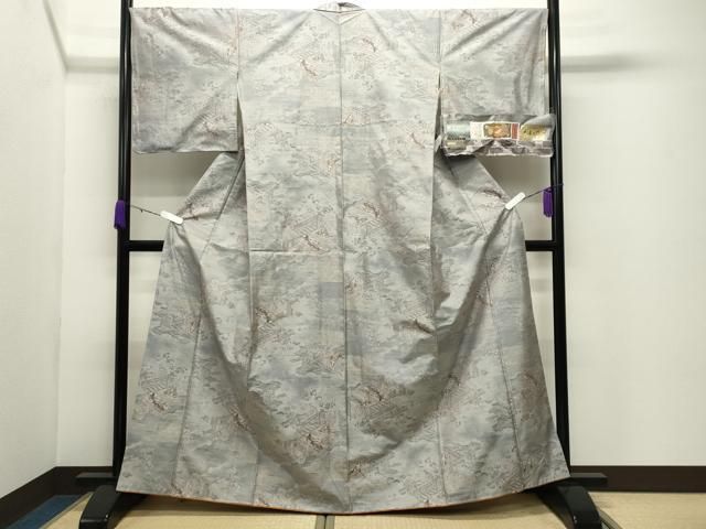 平和屋着物●都喜ヱ門　本場大島紬　白大島　9マルキ　総絣　草木づくし　露のかおり　藤絹織物謹製　証紙付き　正絹　逸品　CABD9074gh 平和屋着物○都喜ヱ門 本場大島紬 白大島 9マルキ 総絣 草木づくし 露